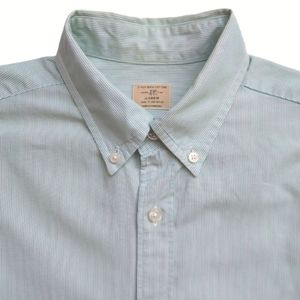 J. Crew Button Down Casual Cotton Pinstripes Long Sleeves Shirt Green Size Small